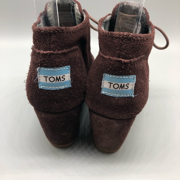 Tom’s brown desert suede lace-up wedge booties - Picture 3 of 7